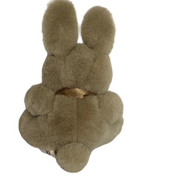 Vtg Cuddle Wit Bunny Rabbit Plush Bow Soft Brown White Stuffed Animal Toy 6" - Picture 3 of 5